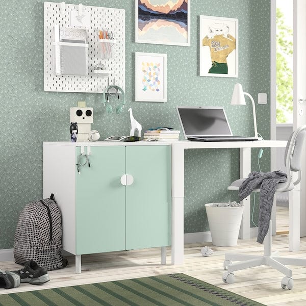 Ikea SMÅSTAD / PLATSA - Cabinet, white light green/with 1 shelf, 60x57x63 cm