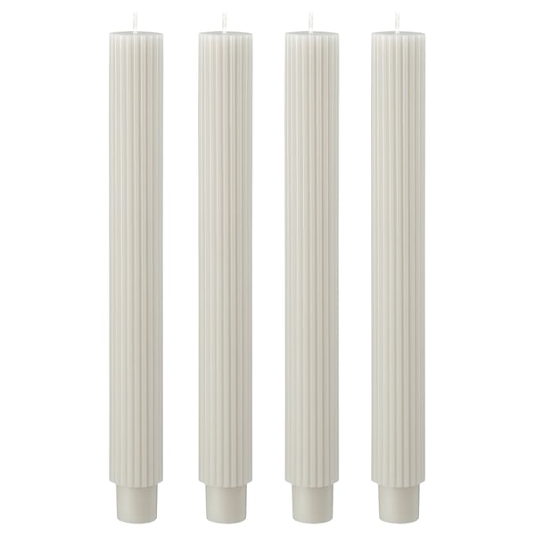 SMÖJTRÄD unscented chandelier candle, beige, 28 mm, 4 pack