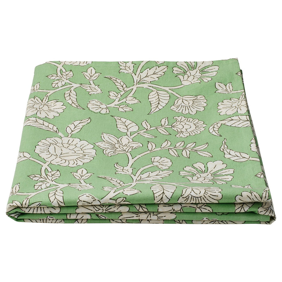 SMÖRFISK tablecloth, flower pattern/green/white, 240x145 cm