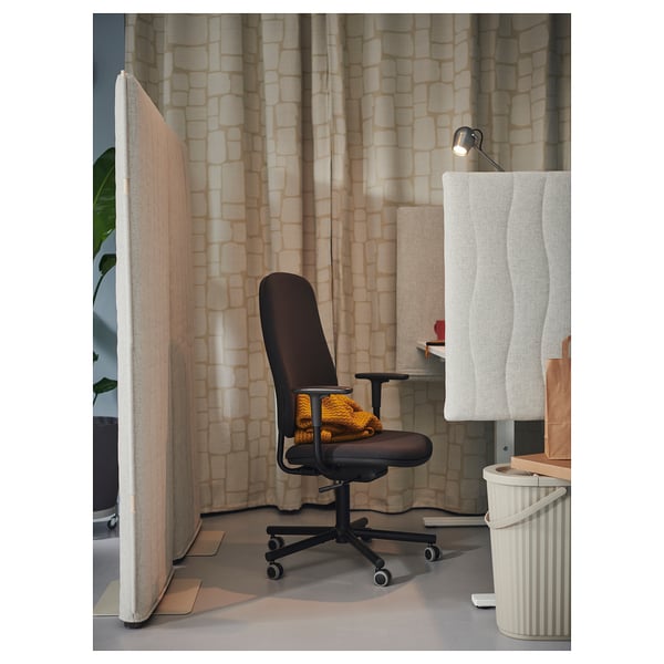 SMÖRKULL office chair with armrests, Gräsnäs dark grey, 48x115x66 cm