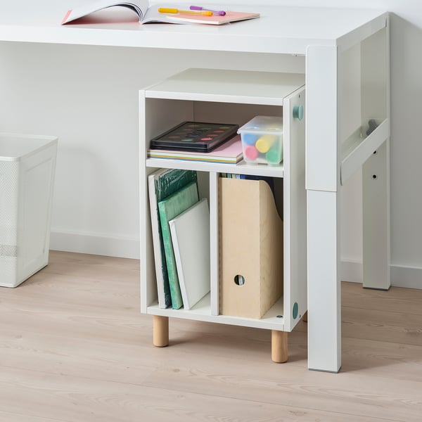 SMUSSLA bedside table/shelf unit, white, 35x59x32 cm
