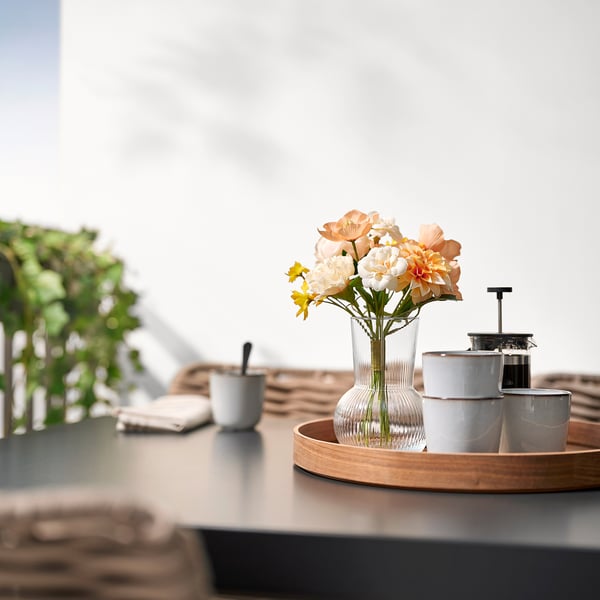 SMYCKA artificial bouquet, in/outdoor orange/yellow, 30 cm