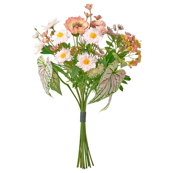 SMYCKA artificial bouquet, in/outdoor/pink/white, 60 cm