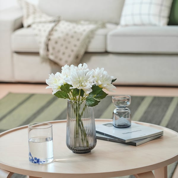 SMYCKA artificial flower, in/outdoor/Dahlia white, 30 cm