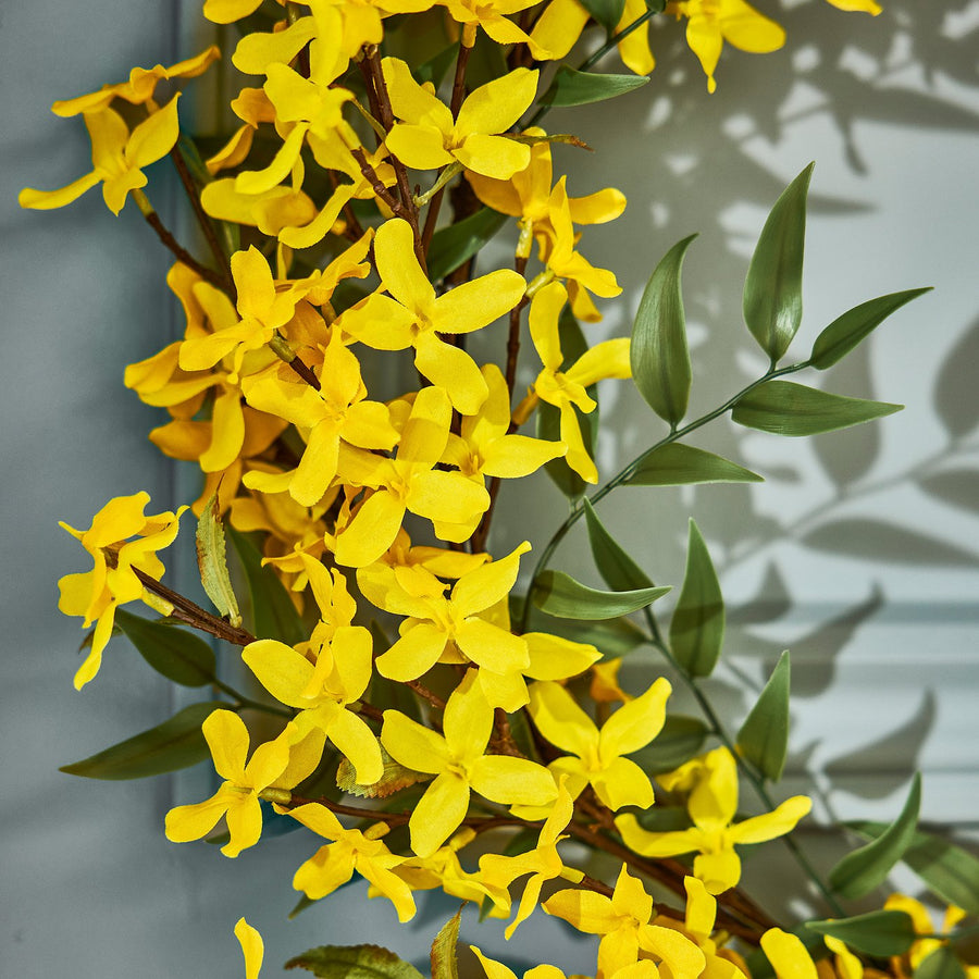 SMYCKA artificial wreath, in/outdoor/forsythia yellow, 50 cm