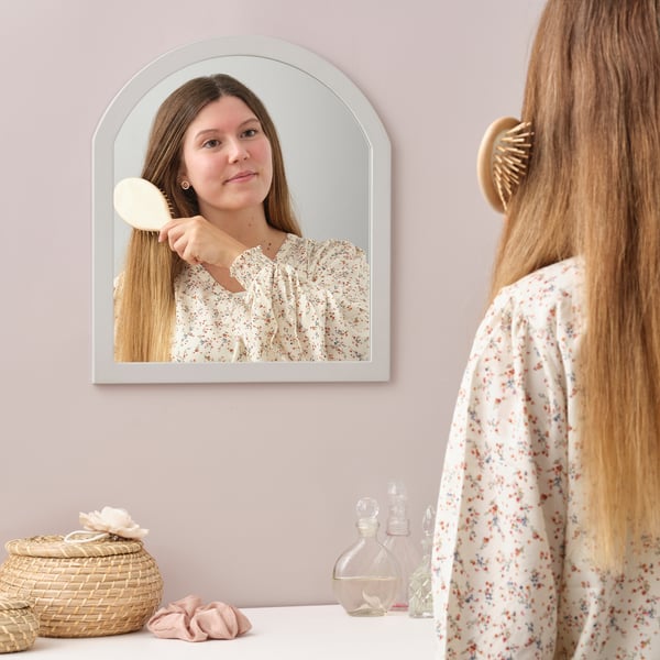 SMYGA mirror for desk/wall, light grey, 38x44 cm