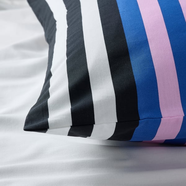 SNÖDROTTNING pillowcase, multicolour/striped, 50x80 cm