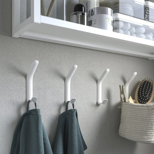 SNÖRAKA hook, white, 2x12 cm, 2 pack