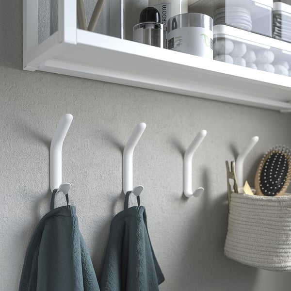 SNÖRAKA hook, white, 2x12 cm, 2 pack