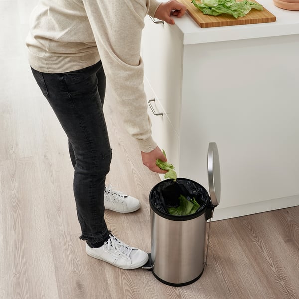 SNÖRPA pedal bin, stainless steel, 12 l