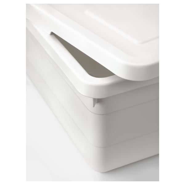 SOCKERBIT box with lid, white, 38x25x15 cm