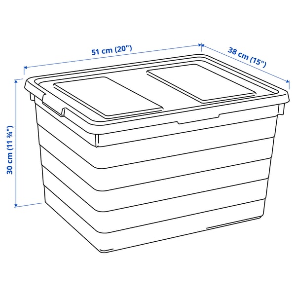 SOCKERBIT box with lid, white, 38x51x30 cm