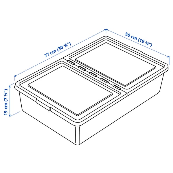 SOCKERBIT - SOCKERBIT Storage box with lid, white, 50x77x19 cm
