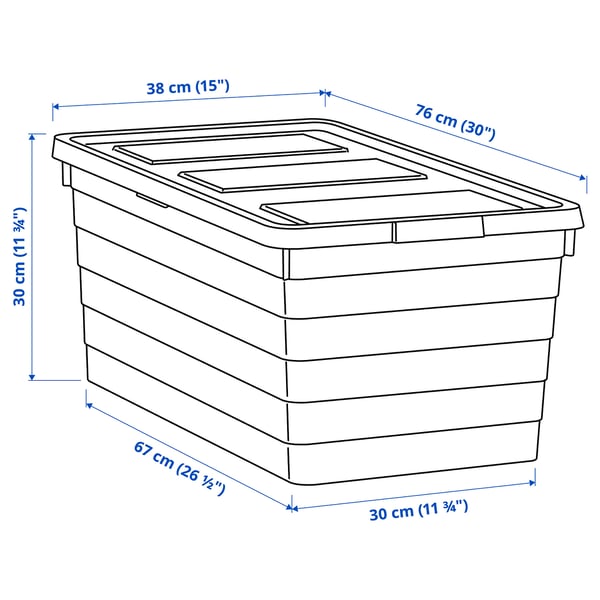 SOCKERBIT storage box with lid, white, 38x76x30 cm