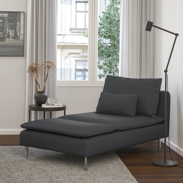 SÖDERHAMN chaise longue, Fridtuna dark grey, 93x83x151 cm