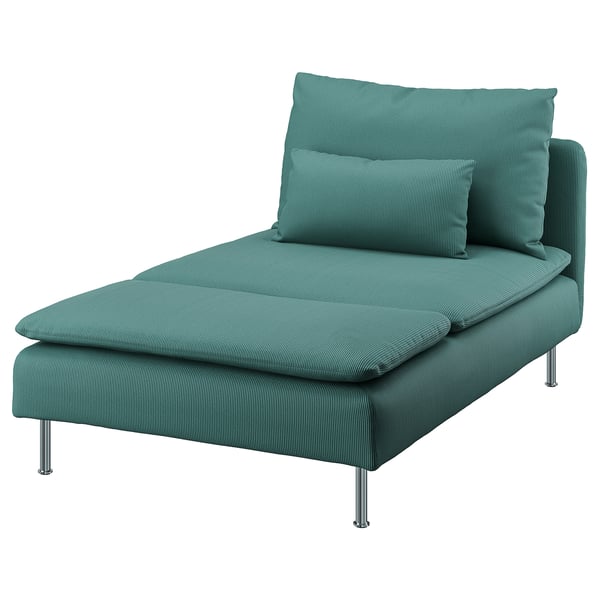 SÖDERHAMN chaise longue, Kelinge grey-turquoise, 93x83x151 cm