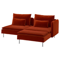 SÖDERHAMN 2-seat sofa, with chaise longue with armrest/Alhamn deep orange-red, 192 cm