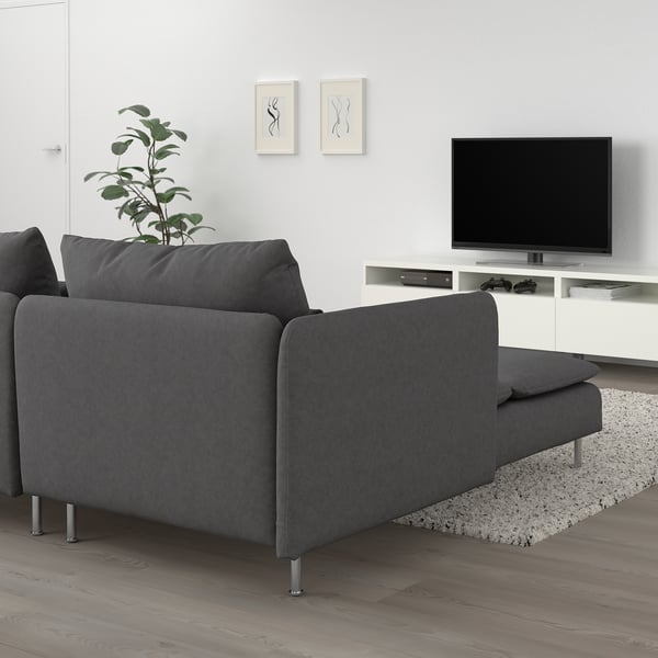 SÖDERHAMN 2-seat sofa, with chaise longue with armrest/Tallmyra medium grey, 192 cm
