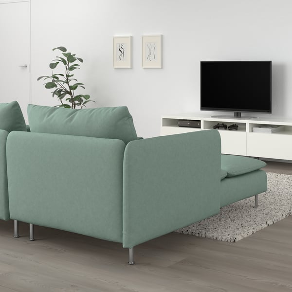 SÖDERHAMN 2-seat sofa, with chaise longue with armrest/Tallmyra light green, 192 cm