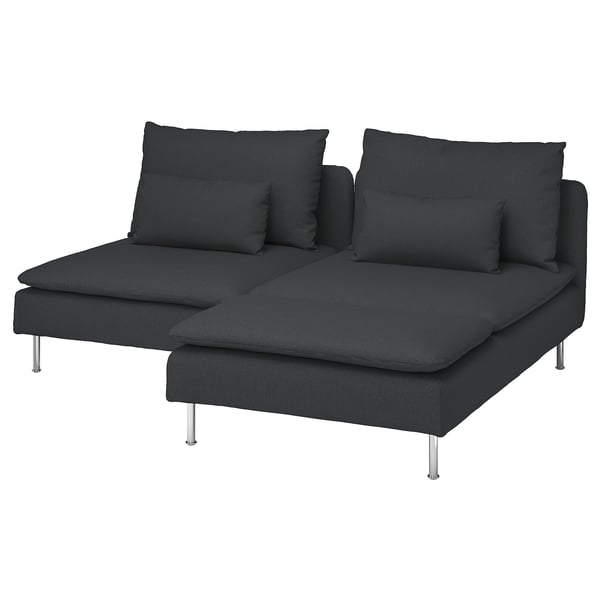 SÖDERHAMN 2-seat sofa with chaise longue, Fridtuna dark grey, 186x14x99 cm