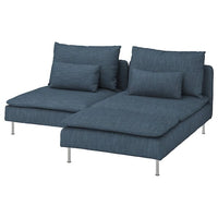 SÖDERHAMN 2-seat sofa with chaise longue, Hillared dark blue, 186 cm
