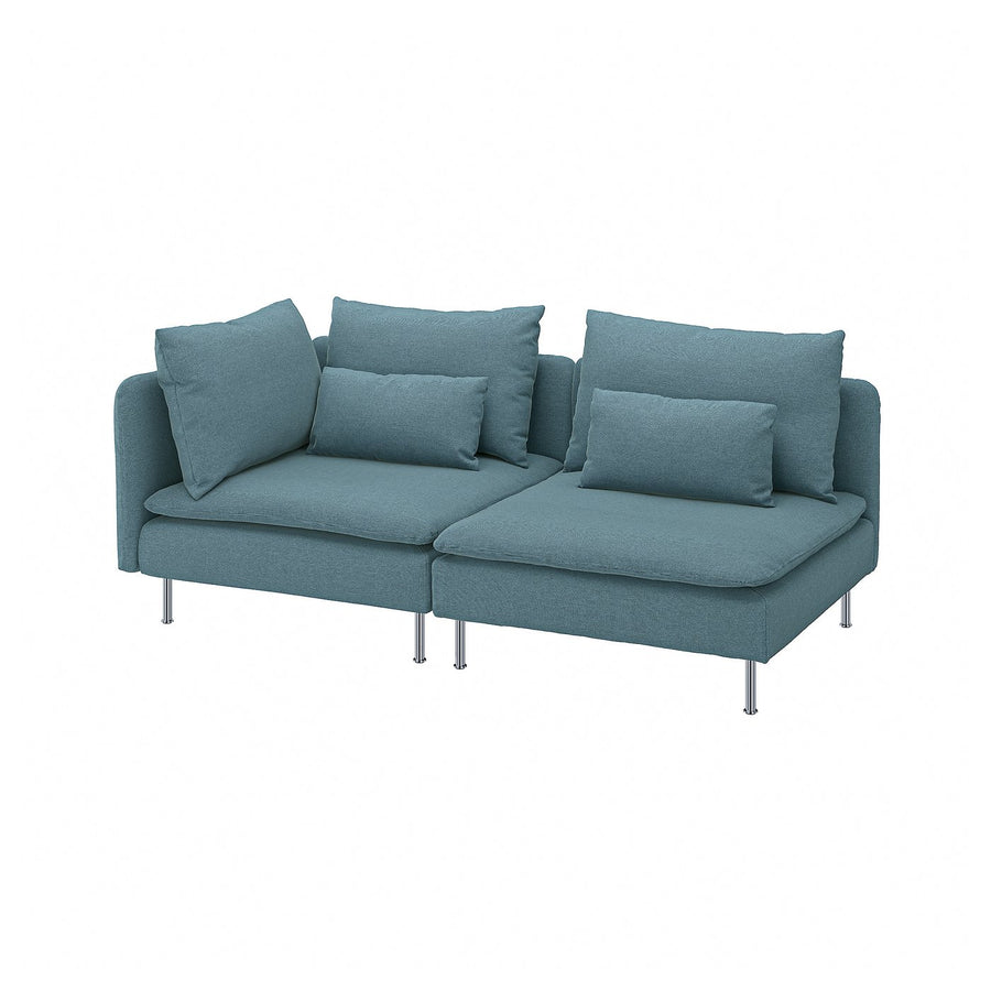 SÖDERHAMN 3-seat sofa, with open end/Fridtuna dark grey-blue, 192 cm