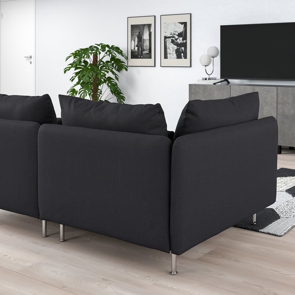 SÖDERHAMN 3-seat sofa, with open end/Fridtuna dark grey, 6x14x99 cm