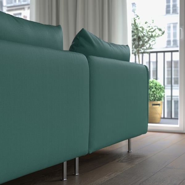 SÖDERHAMN 3-seat sofa, with open end/Kelinge grey-turquoise, 6x14x99 cm