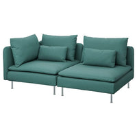 SÖDERHAMN 3-seat sofa, with open end/Kelinge grey-turquoise, 192 cm