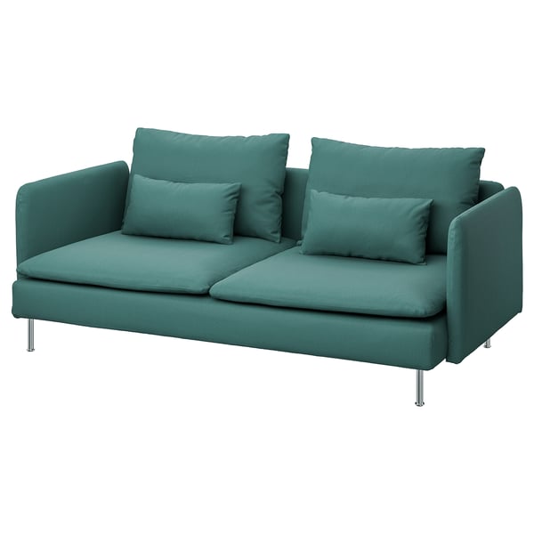 SÖDERHAMN 3-seat sofa, Kelinge grey-turquoise, 186x14x99 cm