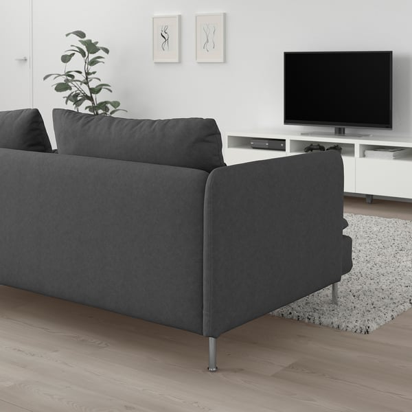 SÖDERHAMN 3-seat sofa, Tallmyra medium grey, 186x14x99 cm