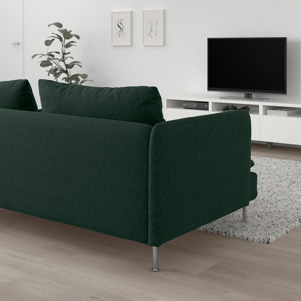 SÖDERHAMN 3-seat sofa, Tallmyra dark green, 186x14x99 cm