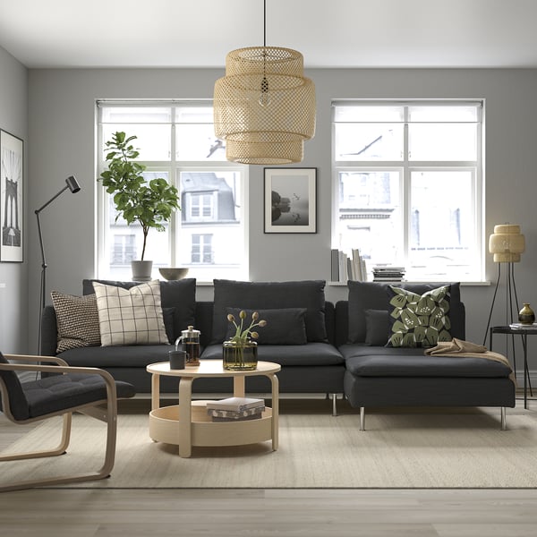 SÖDERHAMN 4-seat sofa with chaise longue, with open end/Hillared anthracite, 291x14x151 cm