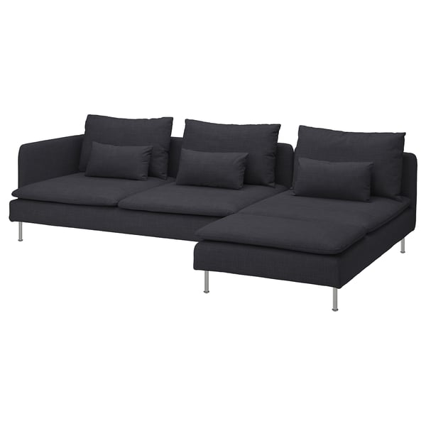 SÖDERHAMN 4-seat sofa with chaise longue, with open end/Hillared anthracite, 291 cm
