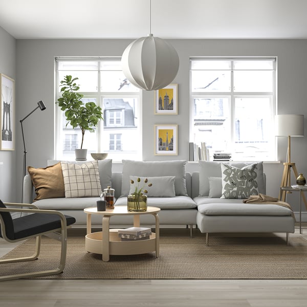 SÖDERHAMN 4-seat sofa with chaise longue, with open end/Tallmyra white/black, 291x14x151 cm