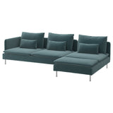 SÖDERHAMN 4-seat sofa with chaise longue, and open end/Alhamn dark grey-blue, 285 cm