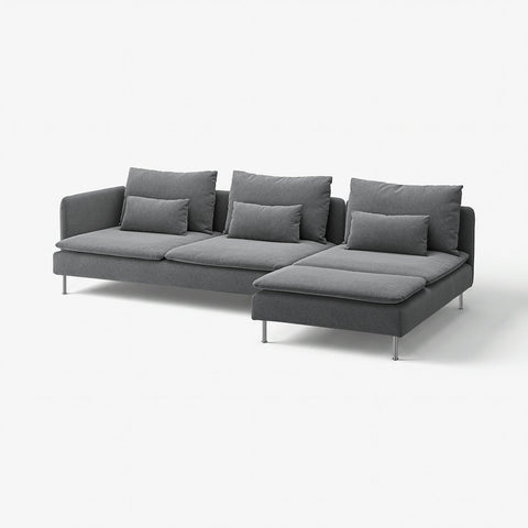 SÖDERHAMN 4-seat sofa with chaise longue, and open end/Johanneshov dark grey, 285 cm