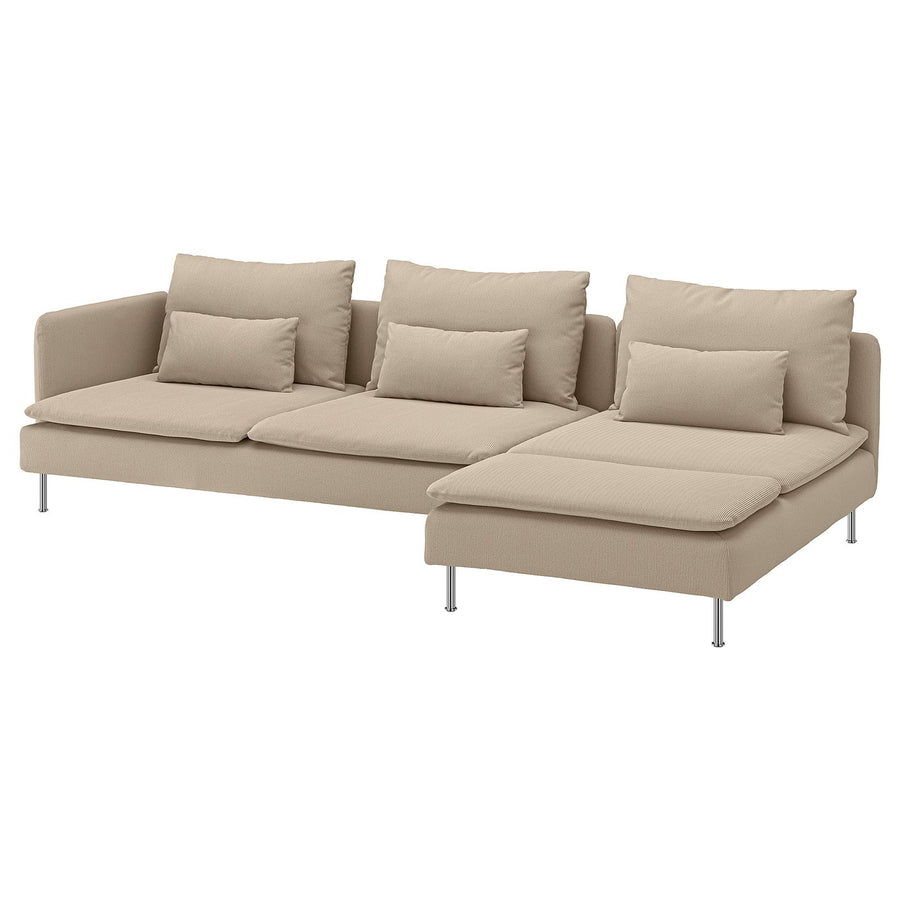 SÖDERHAMN 4-seat sofa with chaise longue, and open end/Kelinge beige, 285 cm