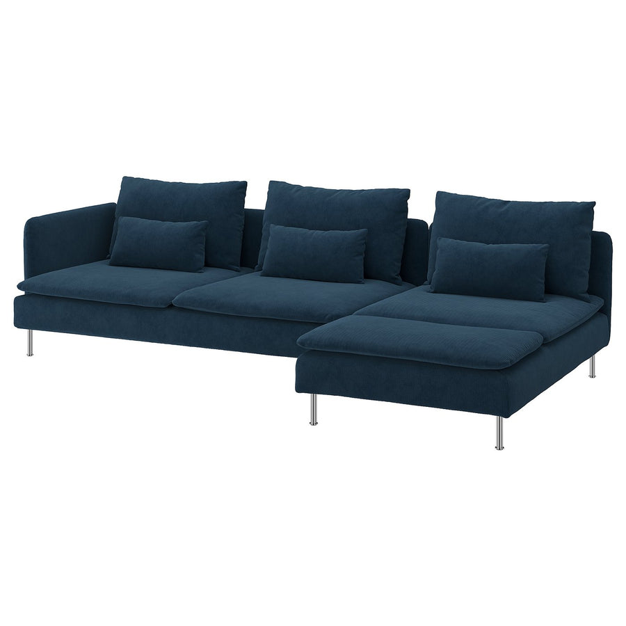 SÖDERHAMN 4-seat sofa with chaise longue, and open end/Kelinge dark blue, 285 cm
