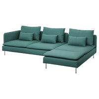 SÖDERHAMN 4-seat sofa with chaise longue, and open end Kelinge/grey-turquoise, 285 cm