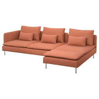 SÖDERHAMN 4-seat sofa with chaise longue, and open end Kelinge/rust, 285 cm