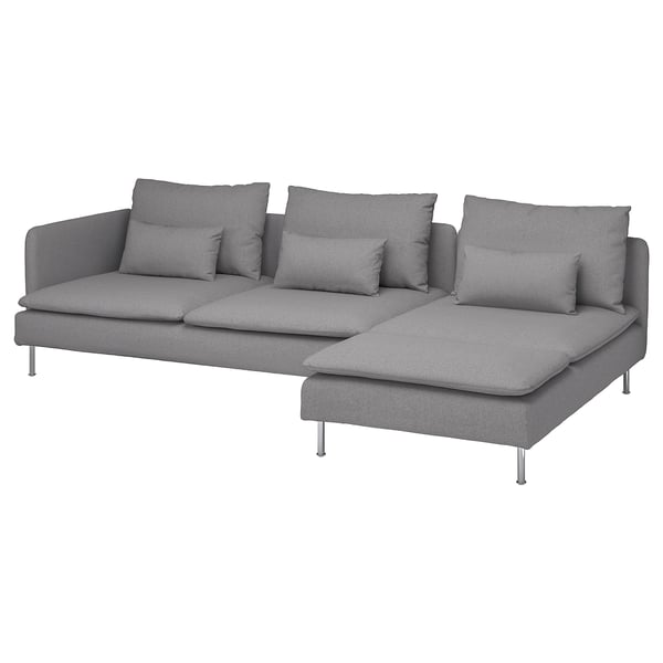 SÖDERHAMN 4-seat sofa with chaise longue, and open end Tonerud/grey, 285 cm