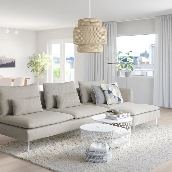 SÖDERHAMN 4-seat sofa, with chaise longue and open end/Viarp beige/brown, 6x14x151 cm