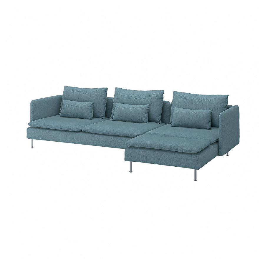SÖDERHAMN 4-seat sofa, with chaise longue/Fridtuna dark grey-blue, 291 cm