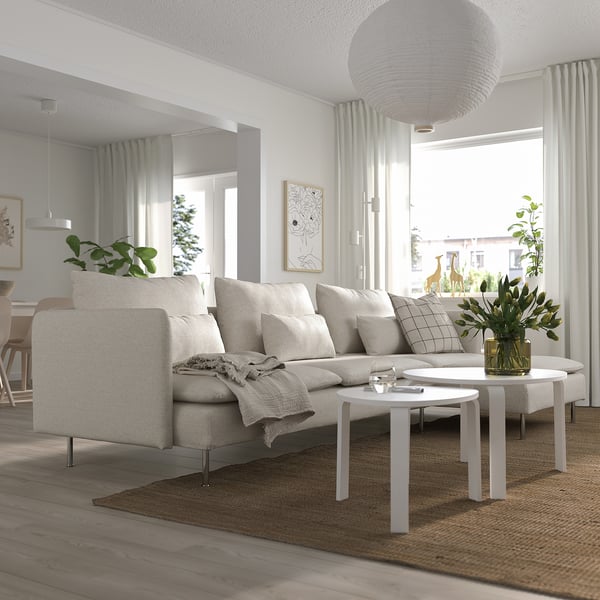 SÖDERHAMN 4-seat sofa with chaise longue, Gunnared beige, 291x14x151 cm