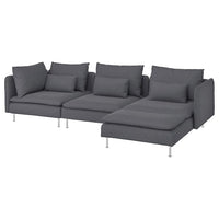 SÖDERHAMN 4-seat sofa with chaise longue, Gunnared medium grey, 291 cm