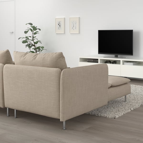 SÖDERHAMN 4-seat sofa, with chaise longue/Hillared beige, 291 cm