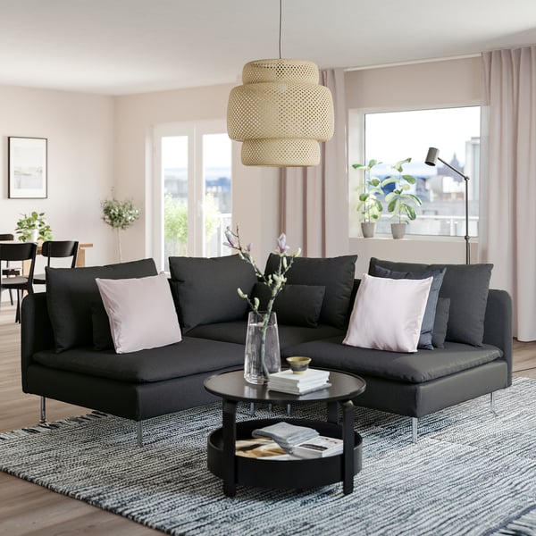 SÖDERHAMN corner sofa, 3-seat, Fridtuna dark grey, 192x14x99 cm