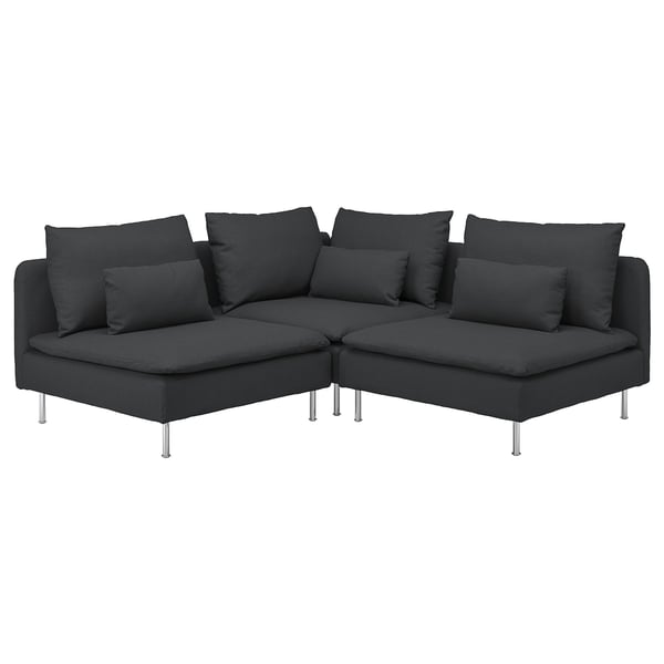 SÖDERHAMN corner sofa, 3-seat, Fridtuna dark grey, 192x14x99 cm