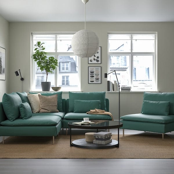 Ikea SÖDERHAMN - 3-seater corner sofa, Kelinge grey-turquoise